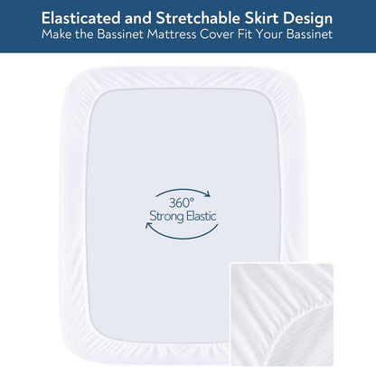 Waterproof Bassinet Mattress Pad Cover 28" x 23" - Fit for 4moms Breeze Plus Bassinet, 2 Pack