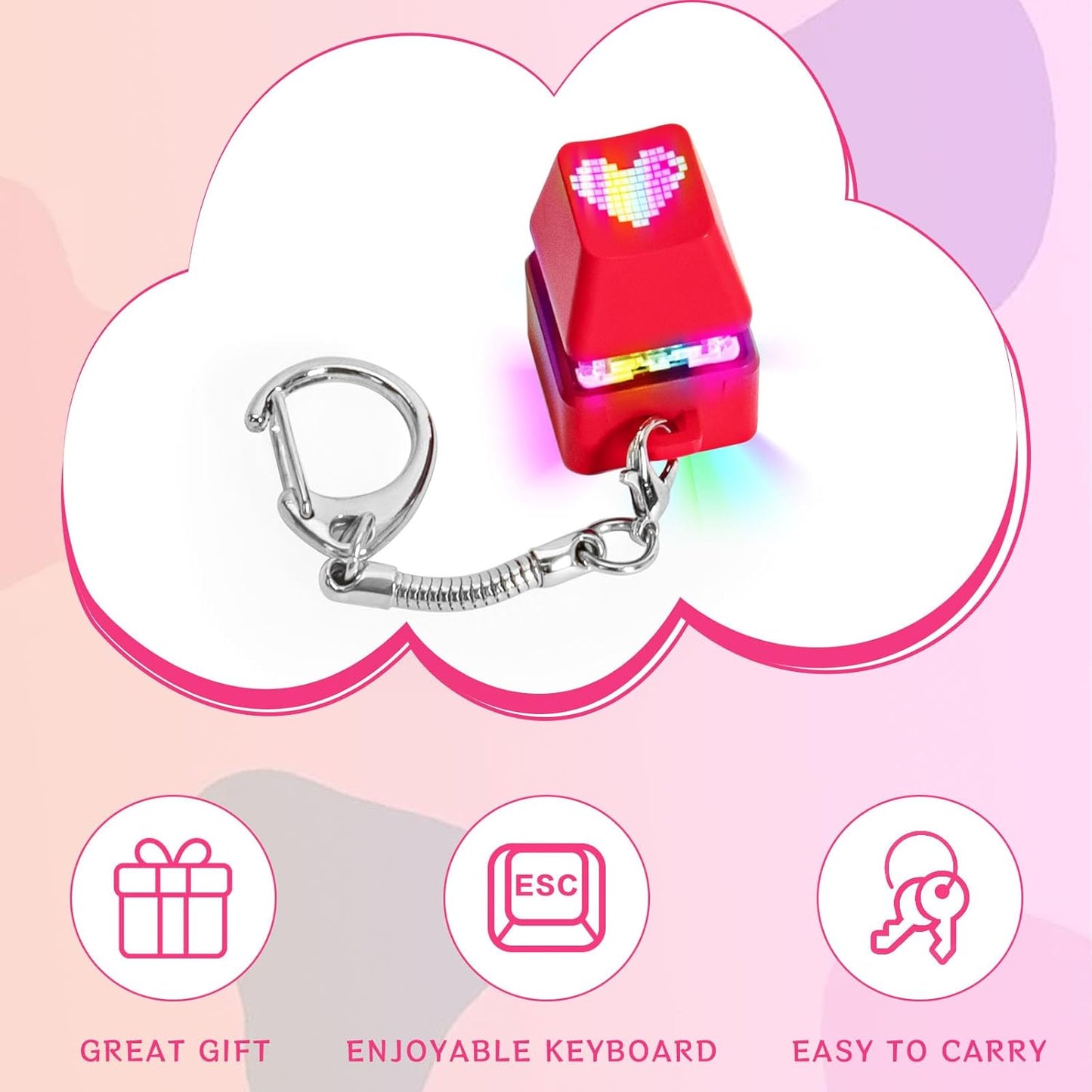Keyboard Fidget Toys for Adults Keyboard Clicker with LED Light Keychain Fidget Sensory Fun Toys