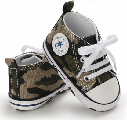 Unisex Baby Girls Boys Canvas High-top Shoes, Newborn Infant Anti-Slip Soft Sole Frist Walking