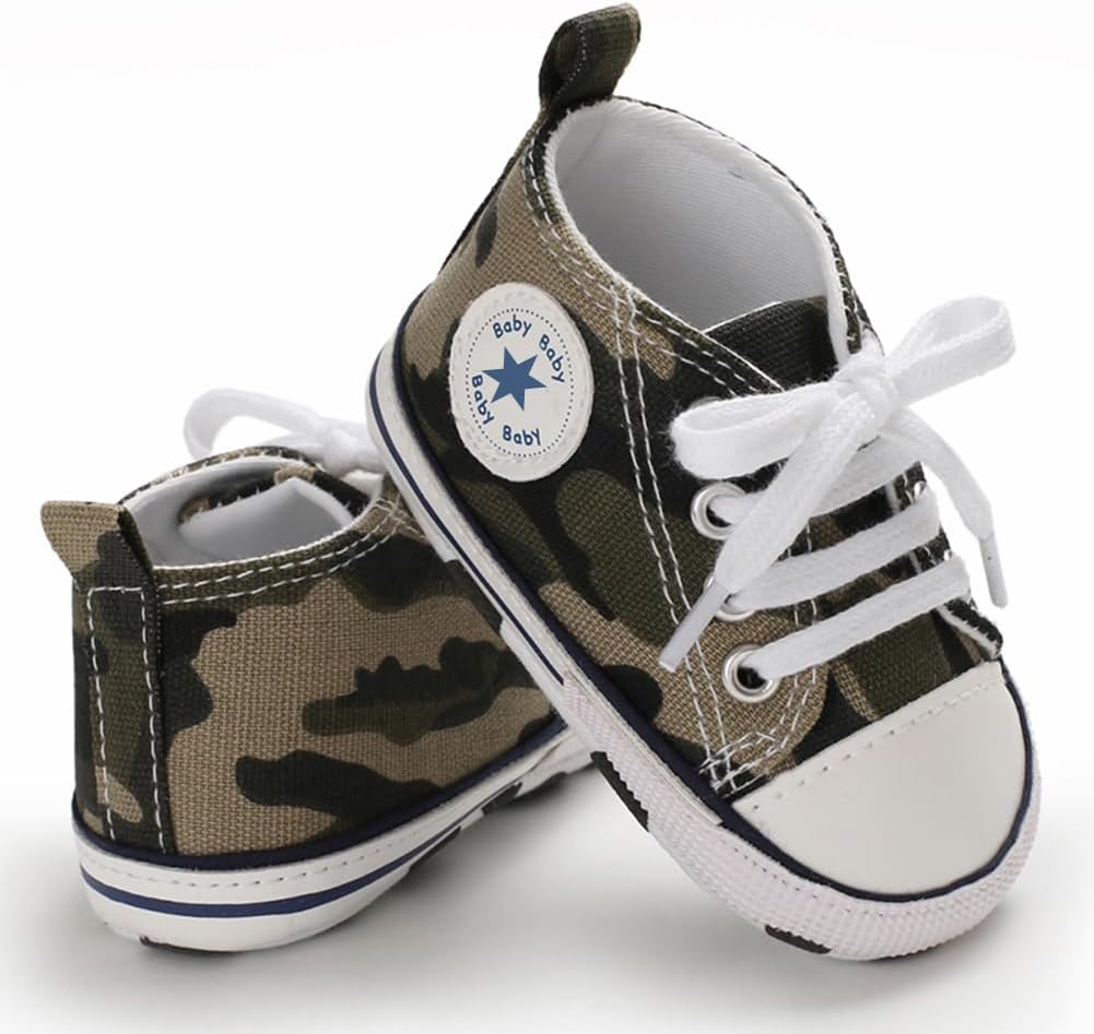 Unisex Baby Girls Boys Canvas High-top Shoes, Newborn Infant Anti-Slip Soft Sole Frist Walking