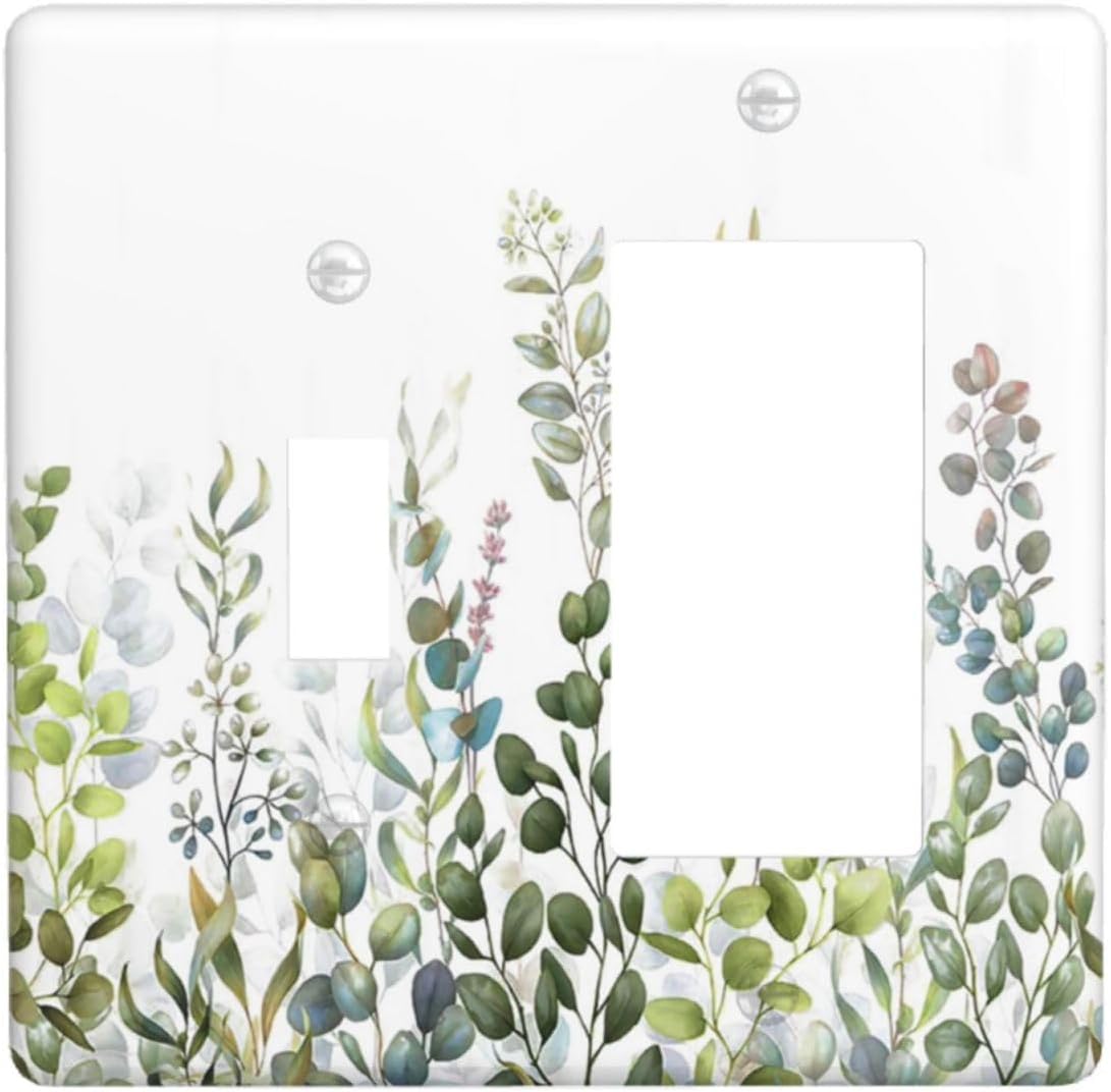 Green Eucalyptus Leaf Plant Herbs Springnature Outlet Covers 1 Toggle 1 Rocker Combination