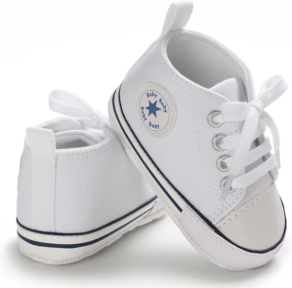 Unisex Baby Girls Boys Canvas High-top Shoes, Newborn Infant Anti-Slip Soft Sole Frist Walking