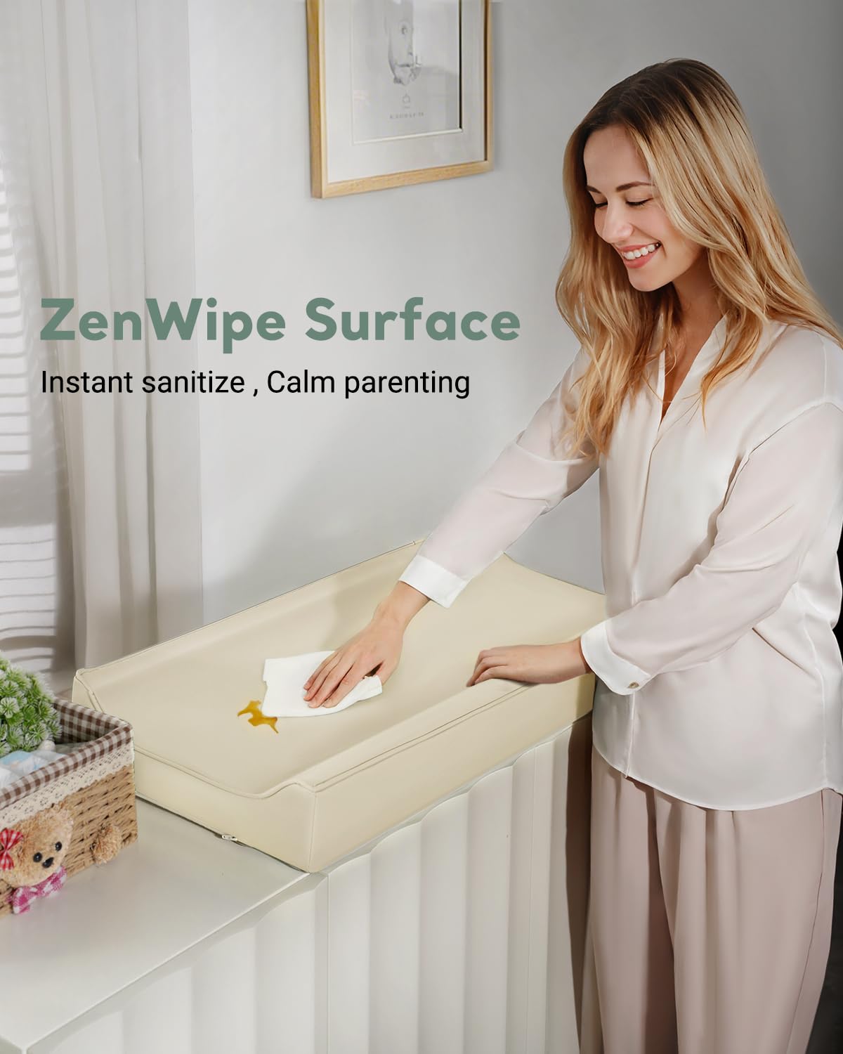 Vegan Leather Waterproof Baby Changing Pad - Wipeable, Extra Thick & Portable & Non-Slip Diaper Mat