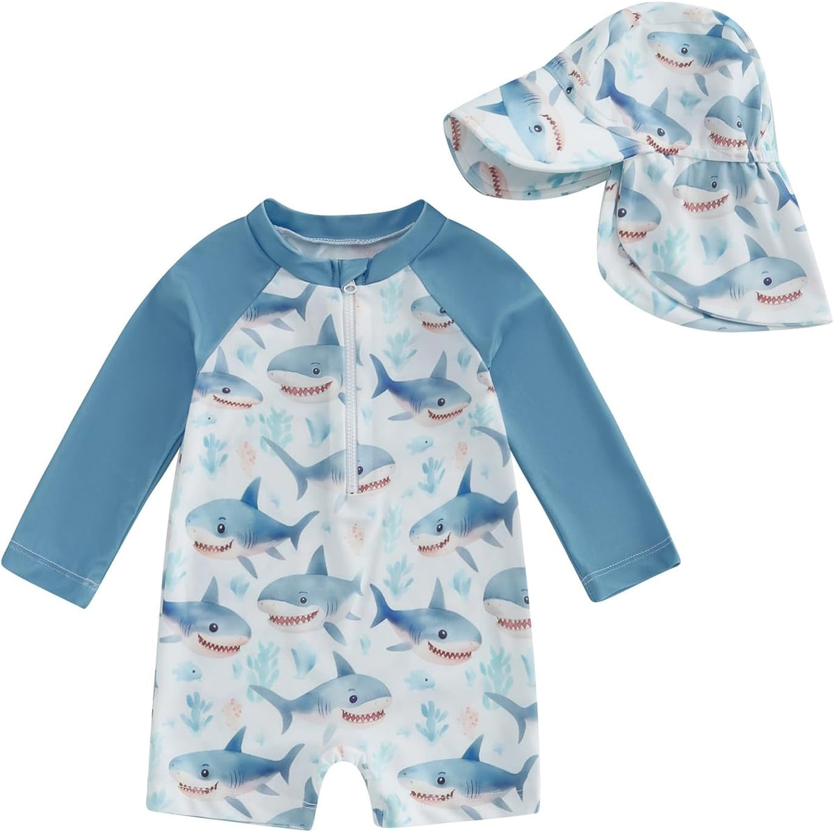 Hnyenmcko Baby/Toddler Boy Rash Guard Swimsuit Long Sleeve One Piece Zipper Swimwear Sunsuit Infant