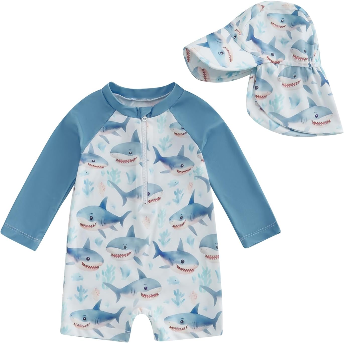 Hnyenmcko Baby/Toddler Boy Rash Guard Swimsuit Long Sleeve One Piece Zipper Swimwear Sunsuit Infant
