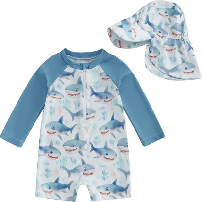 Hnyenmcko Baby/Toddler Boy Rash Guard Swimsuit Long Sleeve One Piece Zipper Swimwear Sunsuit Infant