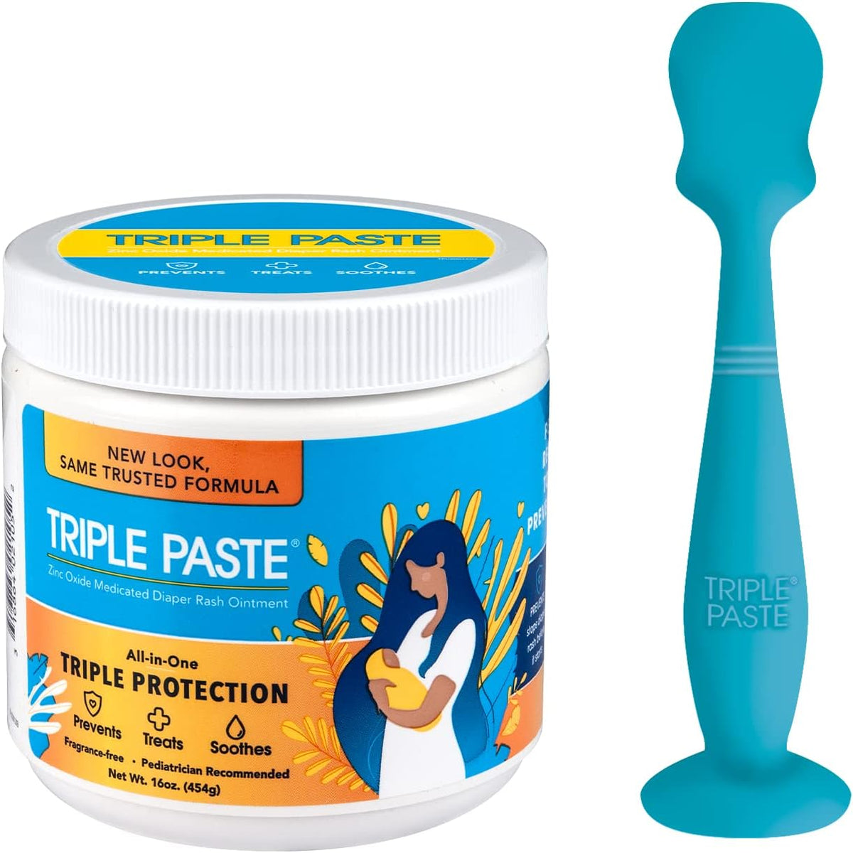Triple Paste Diaper Rash Cream and Spatula Bundle - 16 oz Zinc Oxide Ointment and Spatula