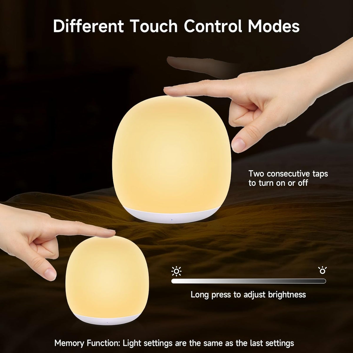 Baby Night Light, Nursery Night Lamp with 8 RGB Colors Changing, 1h Timer, Rechargeable & Touch