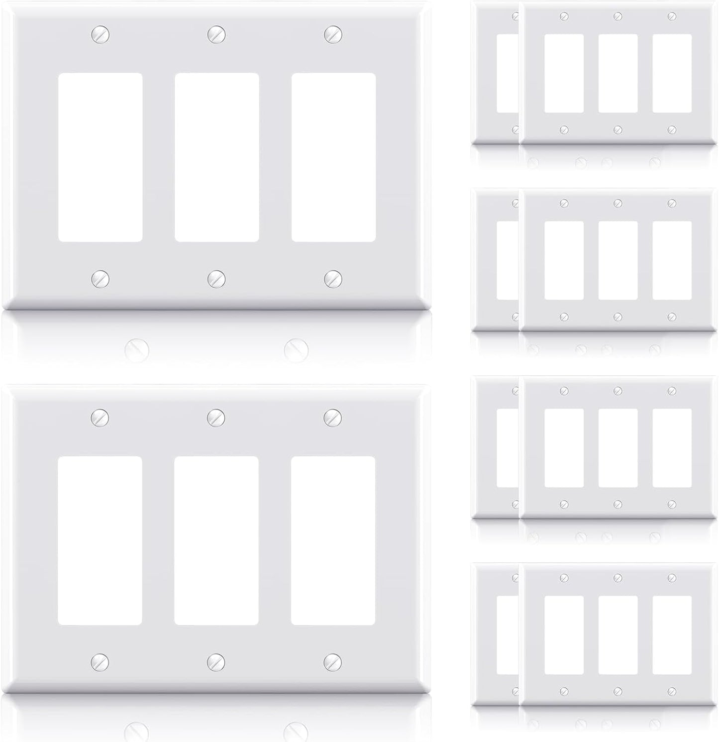 ELEGRP 3-Gang Decorative Wall Plates, Mid-Size 4.88" H x 6.75" L Unbreakable Thermoplastic