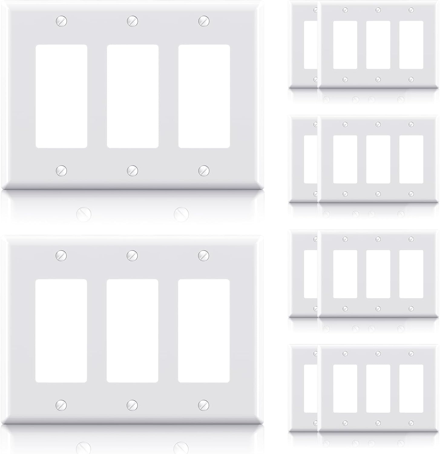 ELEGRP 3-Gang Decorative Wall Plates, Mid-Size 4.88" H x 6.75" L Unbreakable Thermoplastic