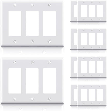 ELEGRP 3-Gang Decorative Wall Plates, Mid-Size 4.88" H x 6.75" L Unbreakable Thermoplastic