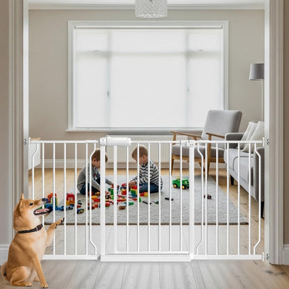 57.5"-62" Extra Wide Auto Closing Baby Safety Gate for Stairs & Doorways, Pressure Mounted No Drill