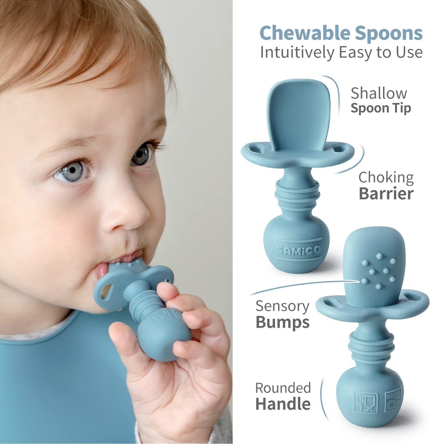 SAMiGO Silicone Baby Feeding Set, Baby Led Weaning Supplies, Suction Bowl Plate Bib Cup Self