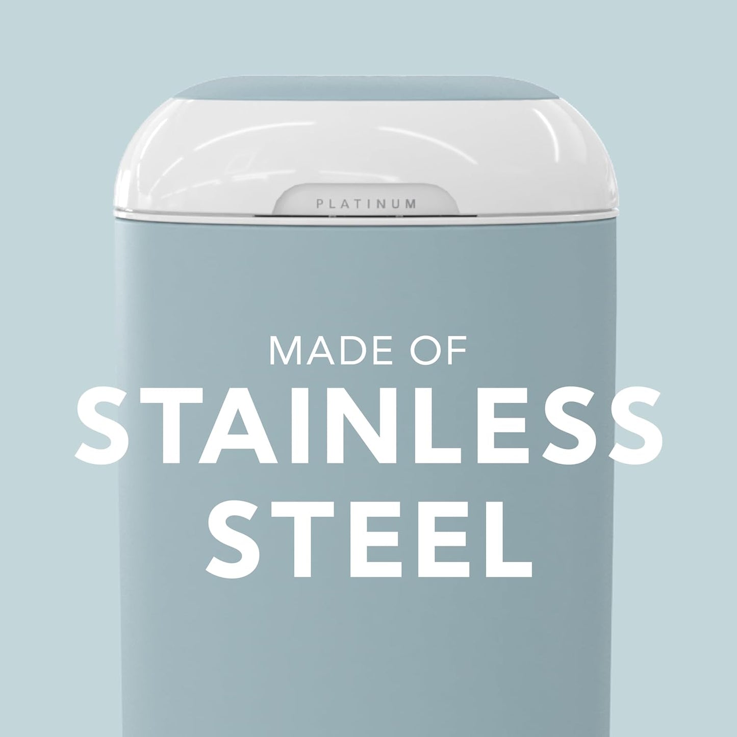 Diaper Genie Platinum Pail (Glacial Blue) is Made in Durable Stainless Steel and Includes 1 Easy