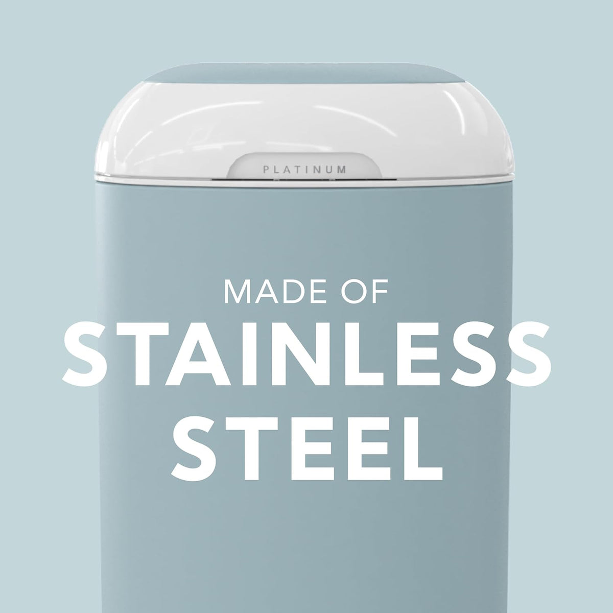 Diaper Genie Platinum Pail (Glacial Blue) is Made in Durable Stainless Steel and Includes 1 Easy