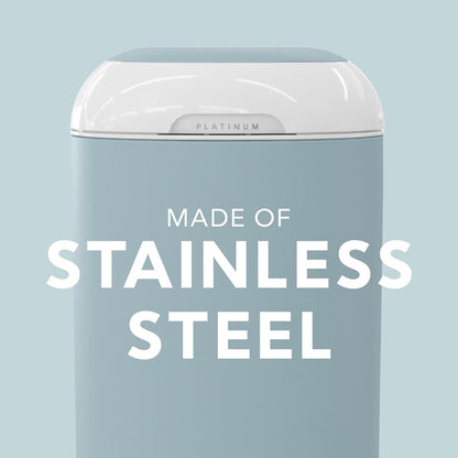 Diaper Genie Platinum Pail (Glacial Blue) is Made in Durable Stainless Steel and Includes 1 Easy