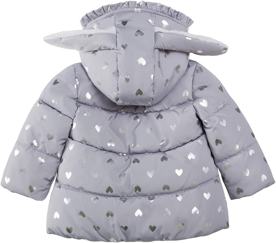 Rokka&Rolla Baby Girls' Water-Resistant Soft Mini Fur Lined Puffer Jacket Winter Coat for Newborn