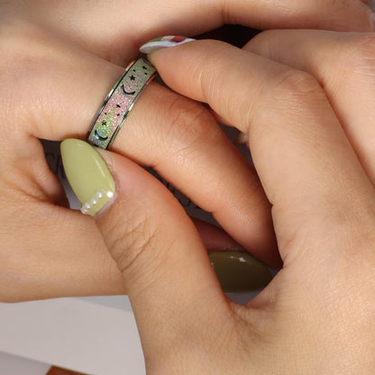 Anxiety Ring for Women Men, Titanium Stainless Steel Spinner Ring, 5 Colors, 6MM, Size 6-10, 3