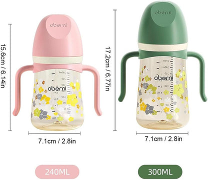 Toddler Sippy Cup 10oz, Weighted Straw Baby Drinking Water Bottle with Valved Spout for 6+ Months