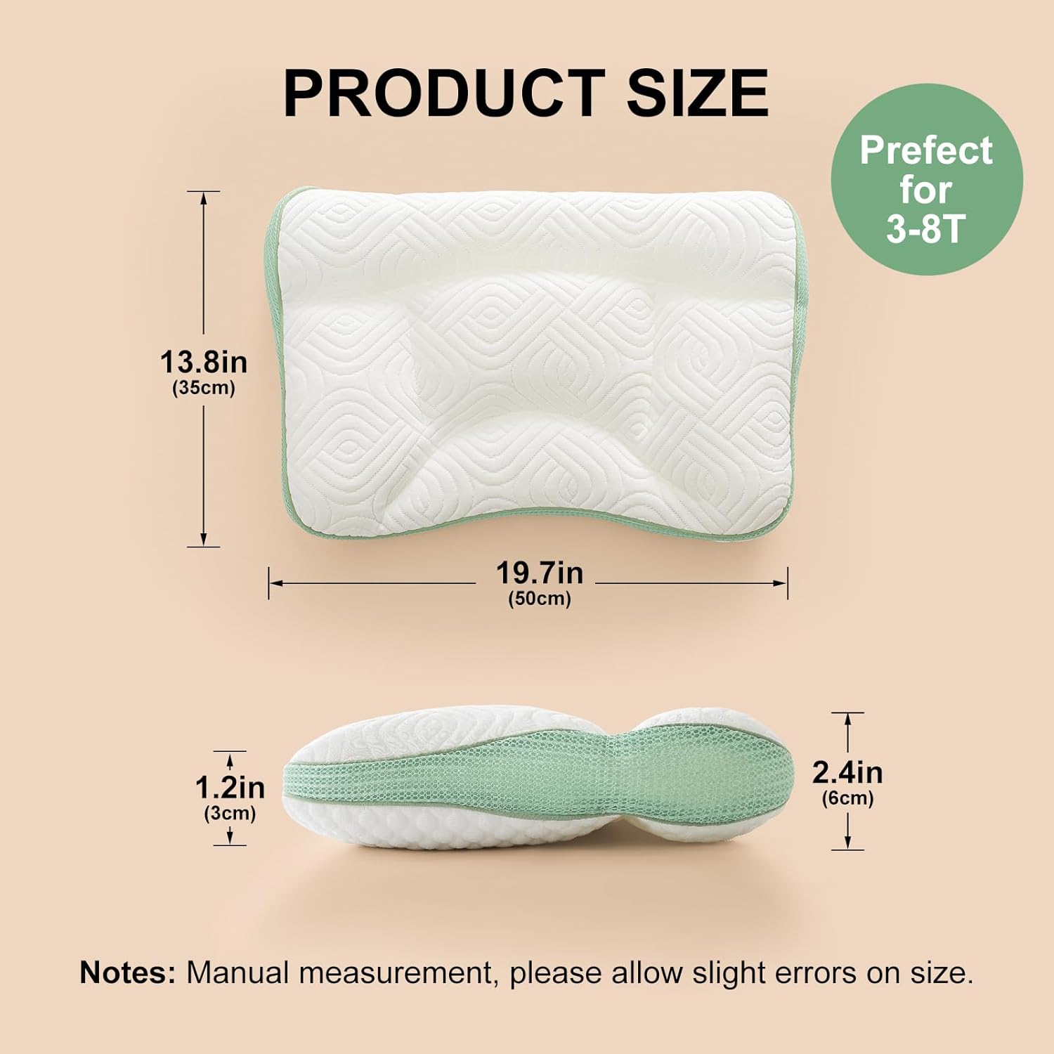 Reidio 1Pc Toddler Pillows with Removable Cotton Pillowcase Ergonomic Design Toddler Pillows for