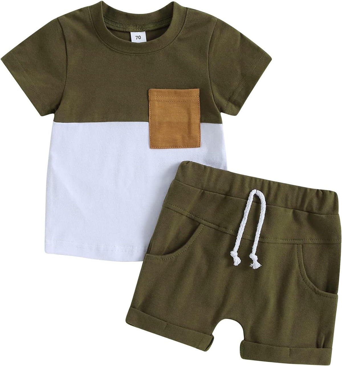 fhutpw Baby Toddler Boy Clothes Summer Outfits 6 12 18 24 Months Patchwork Short Sleeve T Shirt &