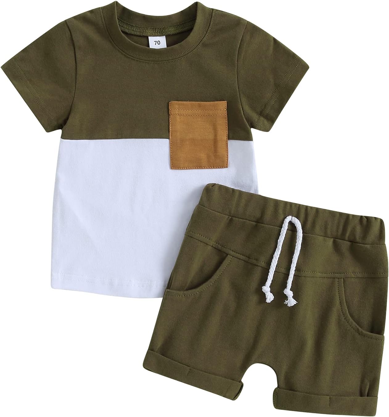 fhutpw Baby Toddler Boy Clothes Summer Outfits 6 12 18 24 Months Patchwork Short Sleeve T Shirt &