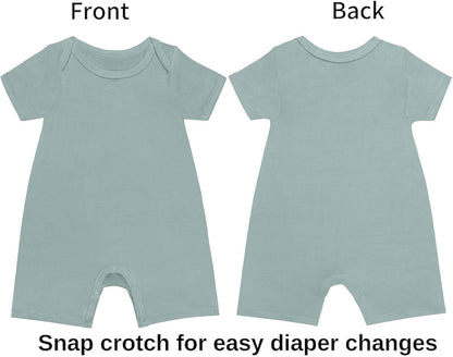 GUISBY Rayon Baby Pajamas, Short Sleeve Footless Rompers, Snap Closure Sleeper for Boy Girls