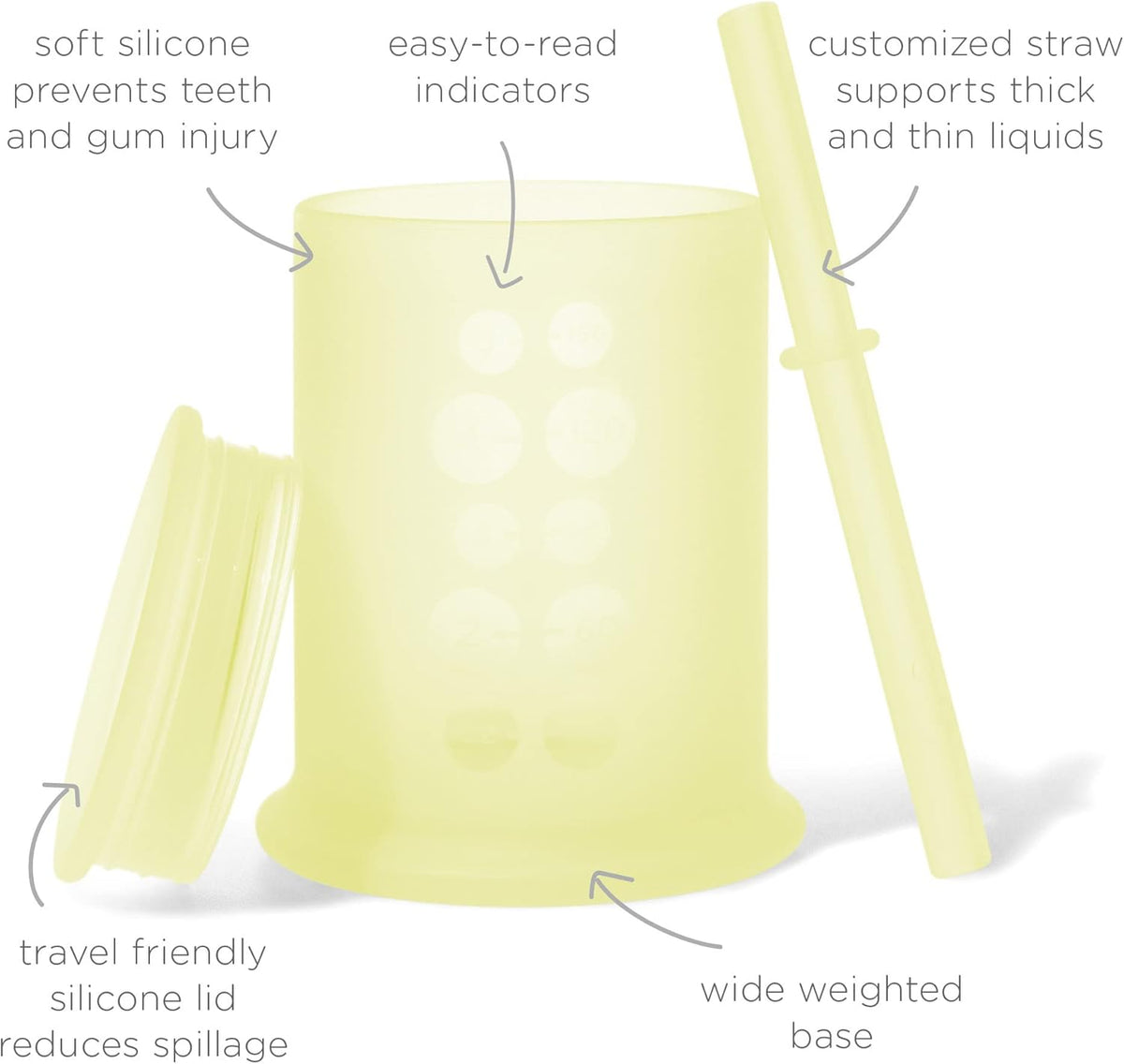 Olababy Silicone Training Cup with Straw Lid | Babies Water Drinking Cup | 6+ Mo Infant To 12-18