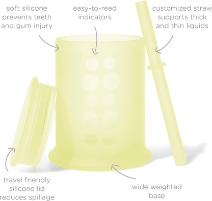Olababy Silicone Training Cup with Straw Lid | Babies Water Drinking Cup | 6+ Mo Infant To 12-18