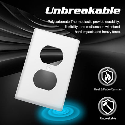 Decorator Wall Plate 1-Gang Duplex Electrical Outlet Cover Plates,Unbreakable Polycarbonate