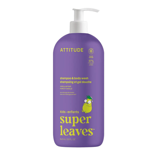 ATTITUDE Shampoo and Body Wash for Kids, EWG Verified Hair and Body Cleanser, Dermatologically