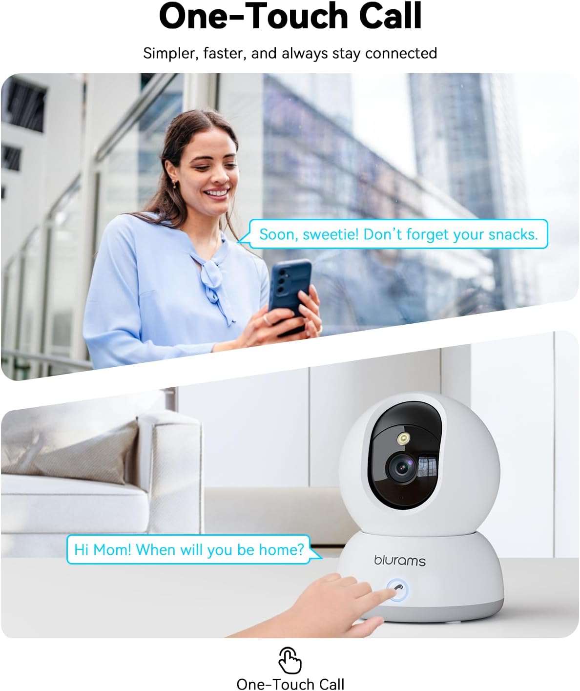 blurams Pet Camera 4K, 8MP Indoor Cameras for Home Security with One-Touch Call, Color Night