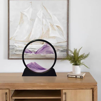 Aoderun Moving Sand Art Picture Round Glass 3D Deep Sea Sandscape in Motion Display Flowing Sand