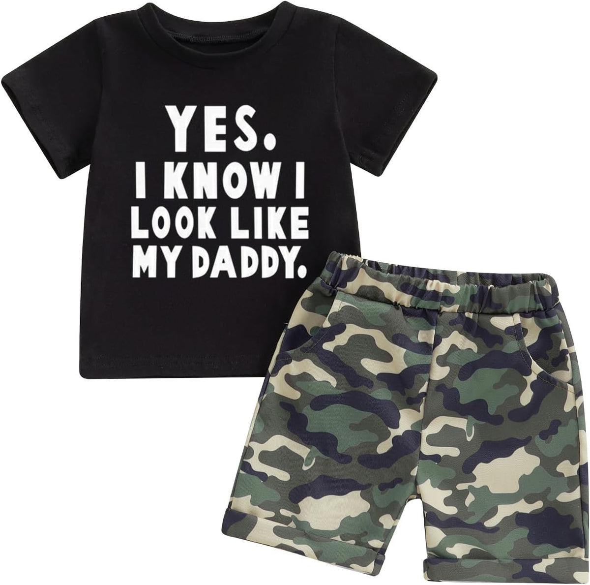 wdehow Toddler Kids Baby Boy Summer Clothes Sets 1T 2T 3T 4T 5T Letter Print Short Sleeve Tops