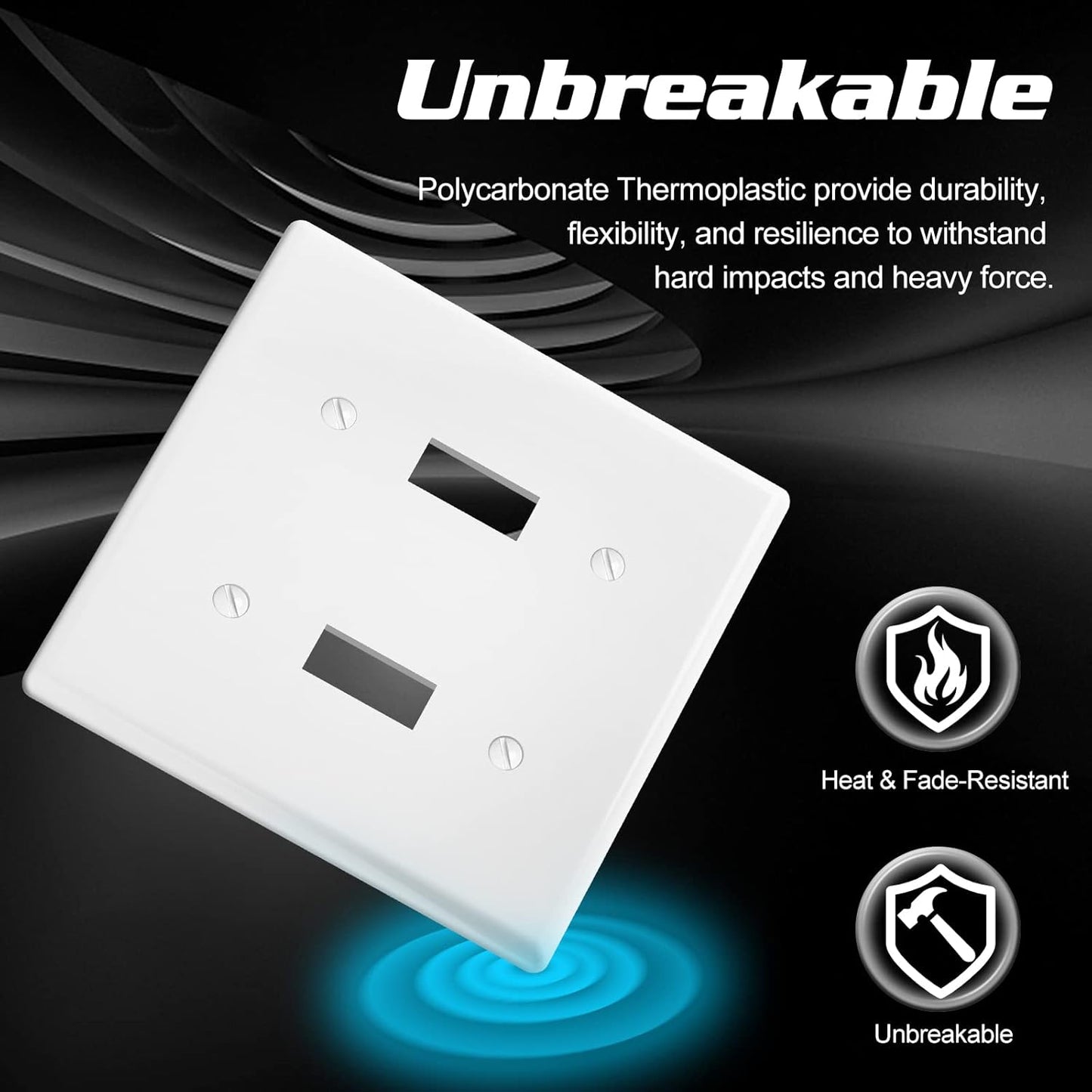 Decorator Wall Plate Double Toggle Light Switch Plate Outlet Cover,Unbreakable Polycarbonate