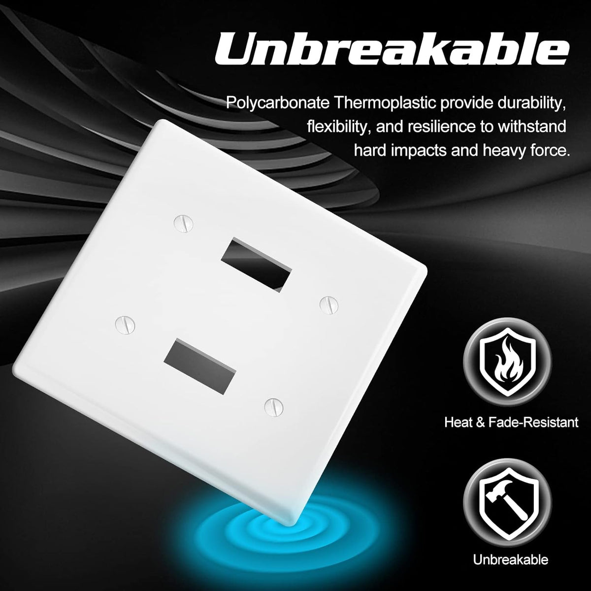 Decorator Wall Plate Double Toggle Light Switch Plate Outlet Cover,Unbreakable Polycarbonate