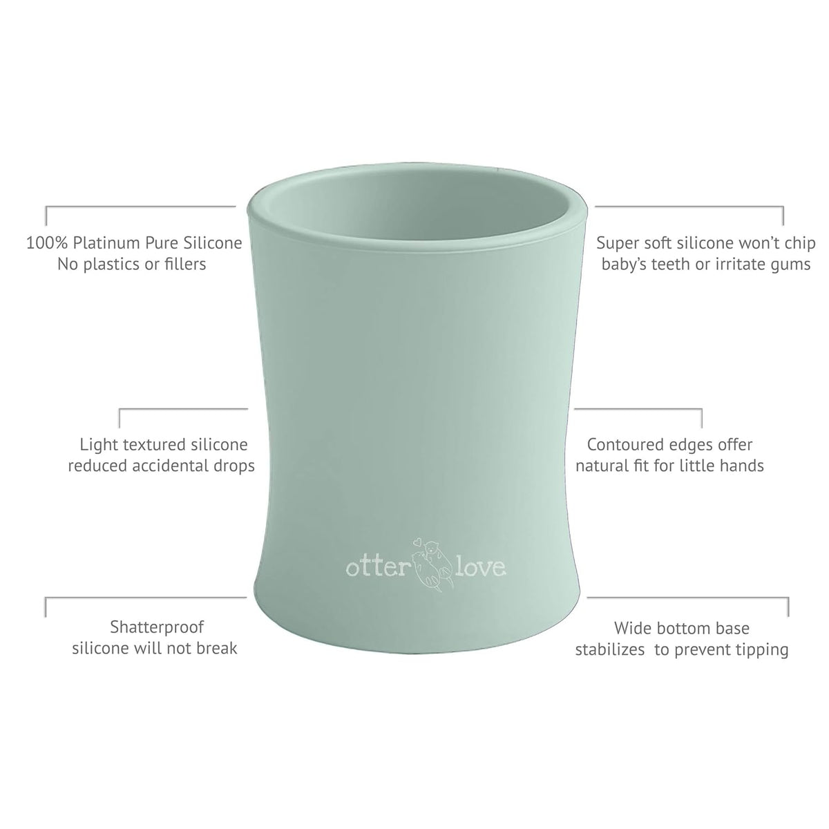 otterlove Silicone Baby & Toddler Training Cup - Pediatric OT Approved - 100% Platinum Pure LFGB
