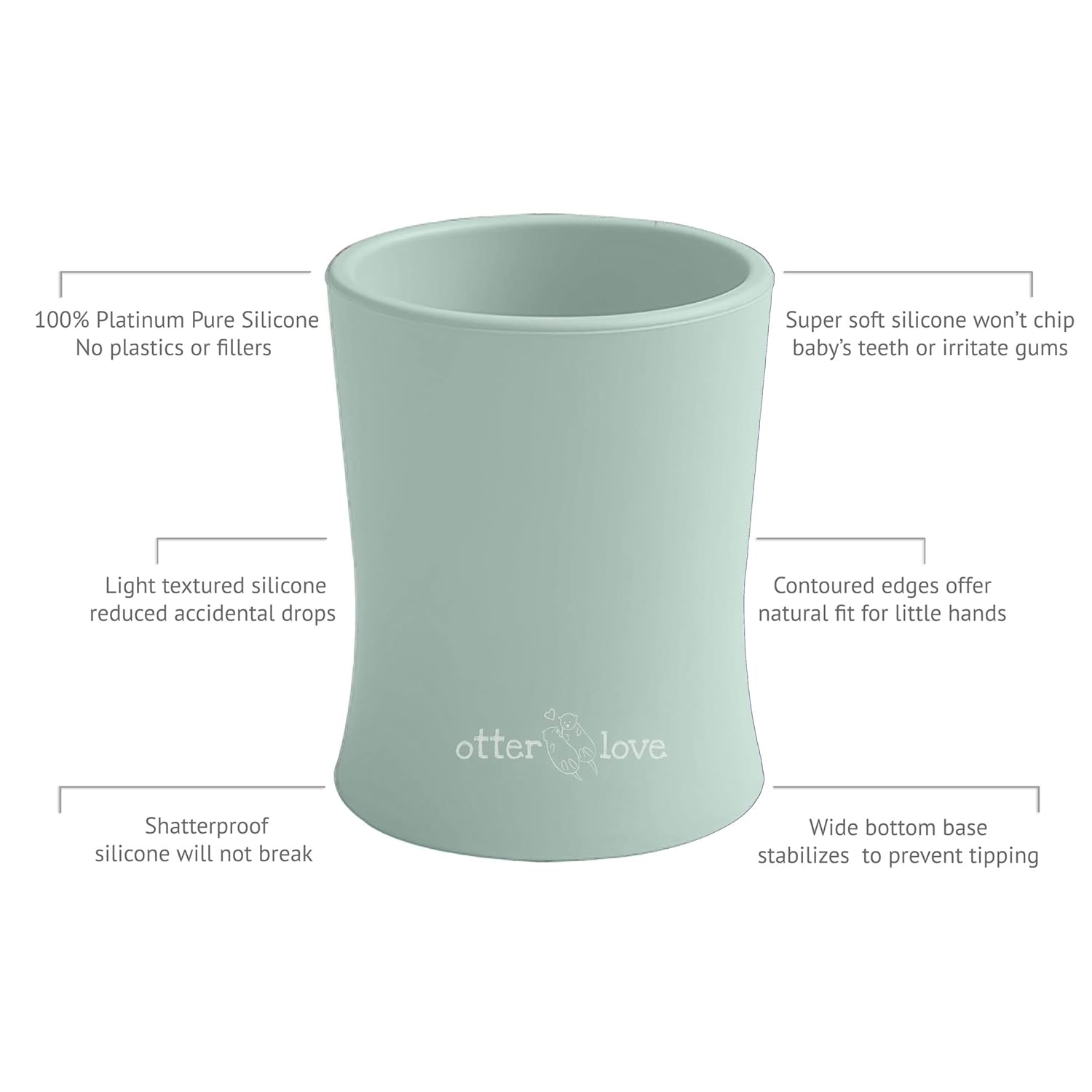 otterlove Silicone Baby & Toddler Training Cup - Pediatric OT Approved - 100% Platinum Pure LFGB