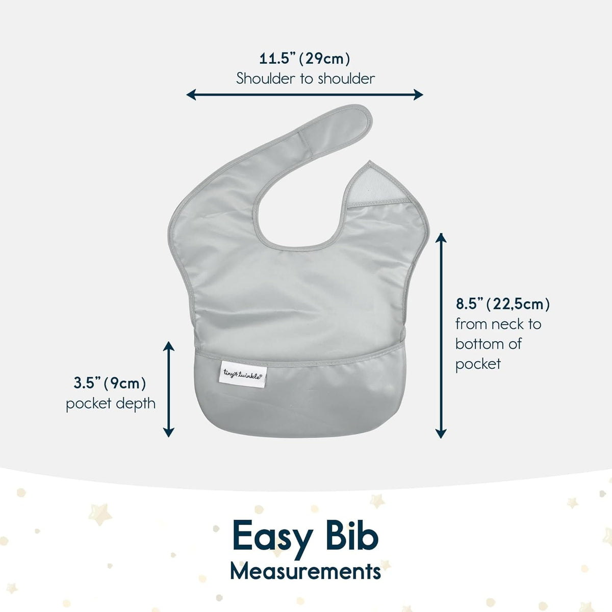 Tiny Twinkle Mess Proof Baby Bibs for Eating - Waterproof, Wipeable Bibs - Toddler Bibs - Travel