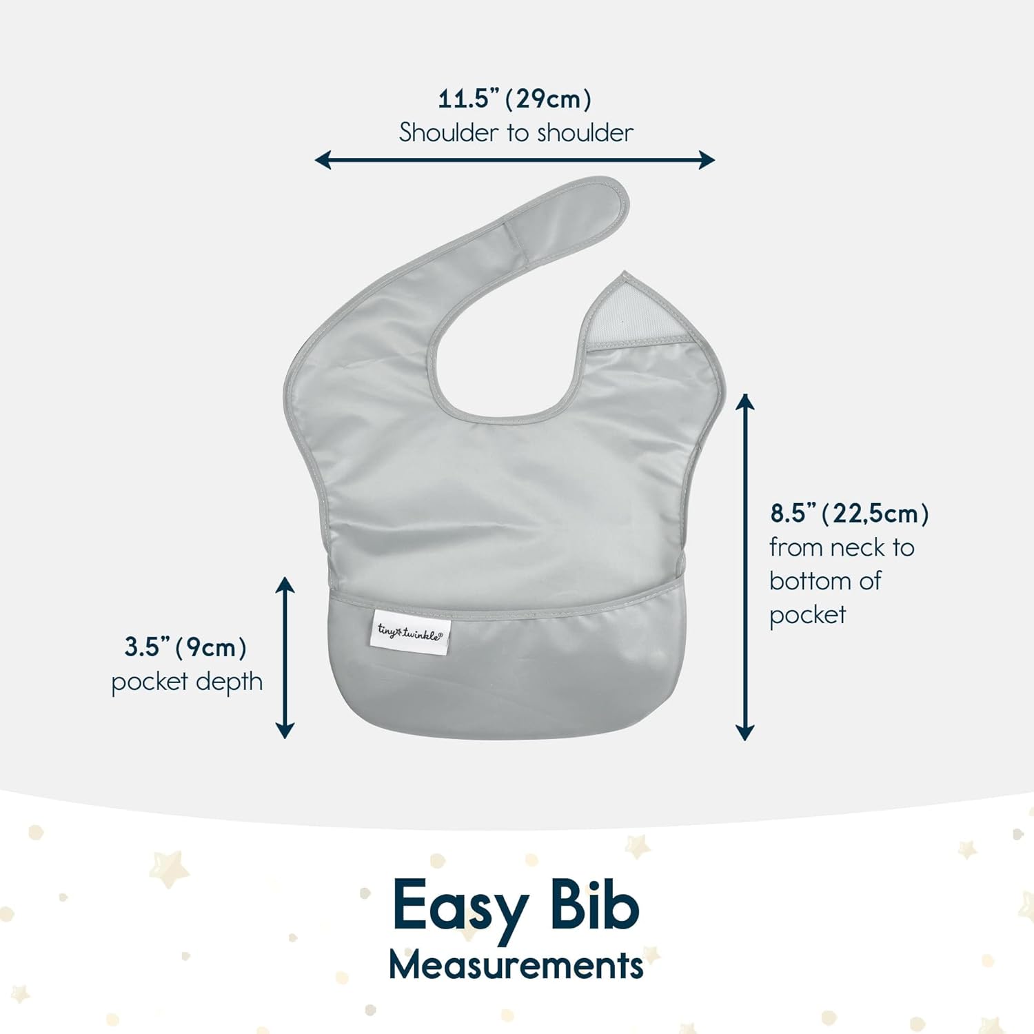 Tiny Twinkle Mess Proof Baby Bibs for Eating - Waterproof, Wipeable Bibs - Toddler Bibs - Travel
