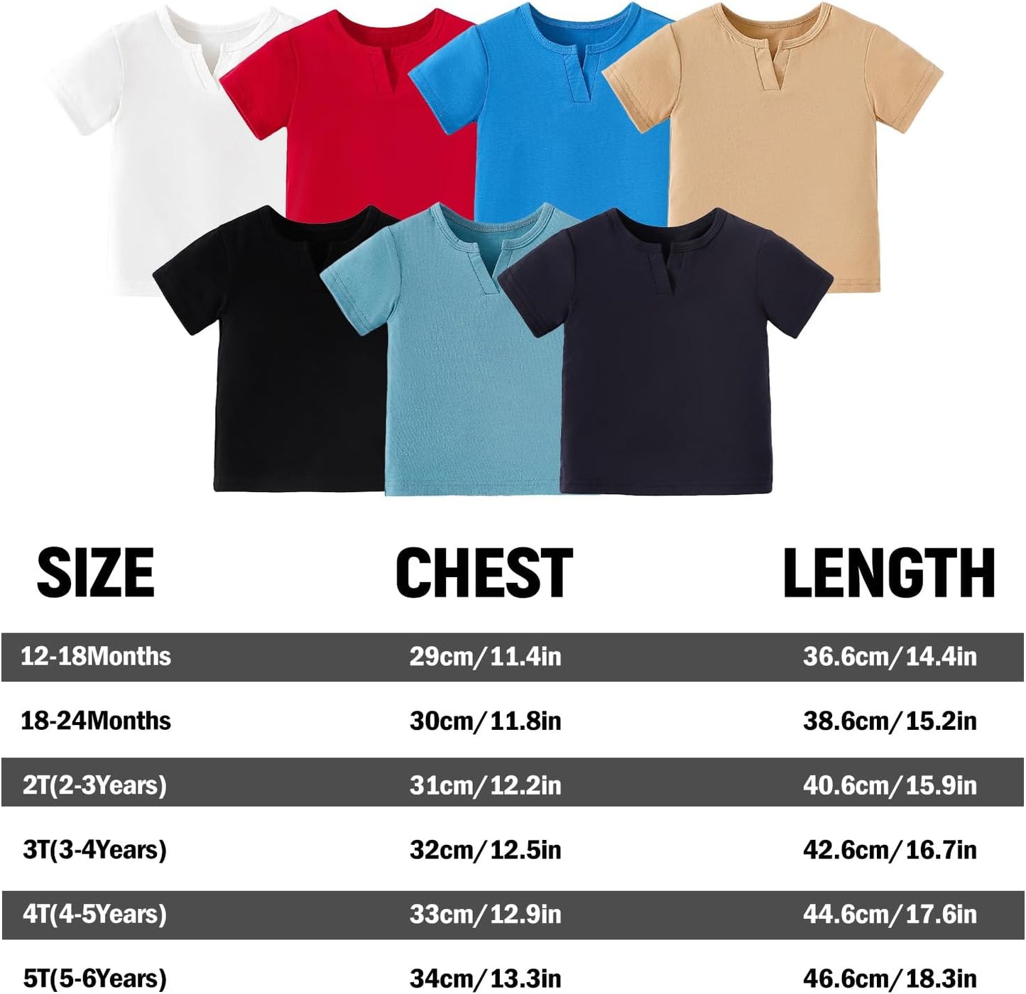 OPAWO Toddler Boy Shirts 3 Pack, V-Neck Short Sleeve Toddler Tshirts, Blank Baby Tee Shirts Summer