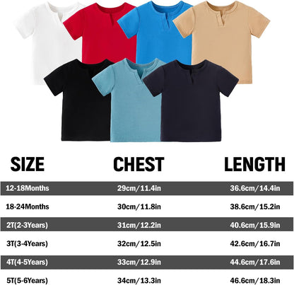 OPAWO Toddler Boy Shirts 3 Pack, V-Neck Short Sleeve Toddler Tshirts, Blank Baby Tee Shirts Summer