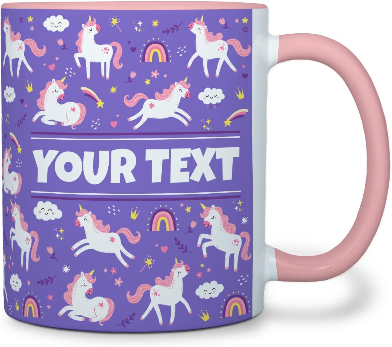 Personalized Mug for Kids - Purple Unicorn - Custom Name/Text, Ceramic Hot Chocolate/Cocoa/Coffee
