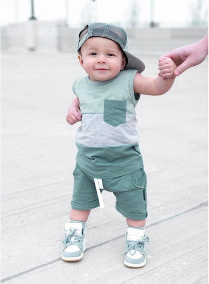 Kupretty Baby Boy Summer Clothes Sleeveless Tank Tops Vest T-Shirt + Casual Shorts Toddler Outfits