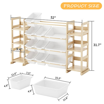 EXPERLAM Extra Large Toy Storage - Toy Storage Organizer, Wooden Toy Organizer with 6 Side Shelves
