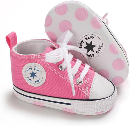 Unisex Baby Girls Boys Canvas High-top Shoes, Newborn Infant Anti-Slip Soft Sole Frist Walking