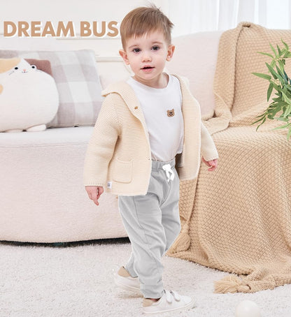 DREAM BUS Pack of 3 Toddler Jogger Pants with Pocket Toddler Boy Sweatpants Baby Boy Pants Infant