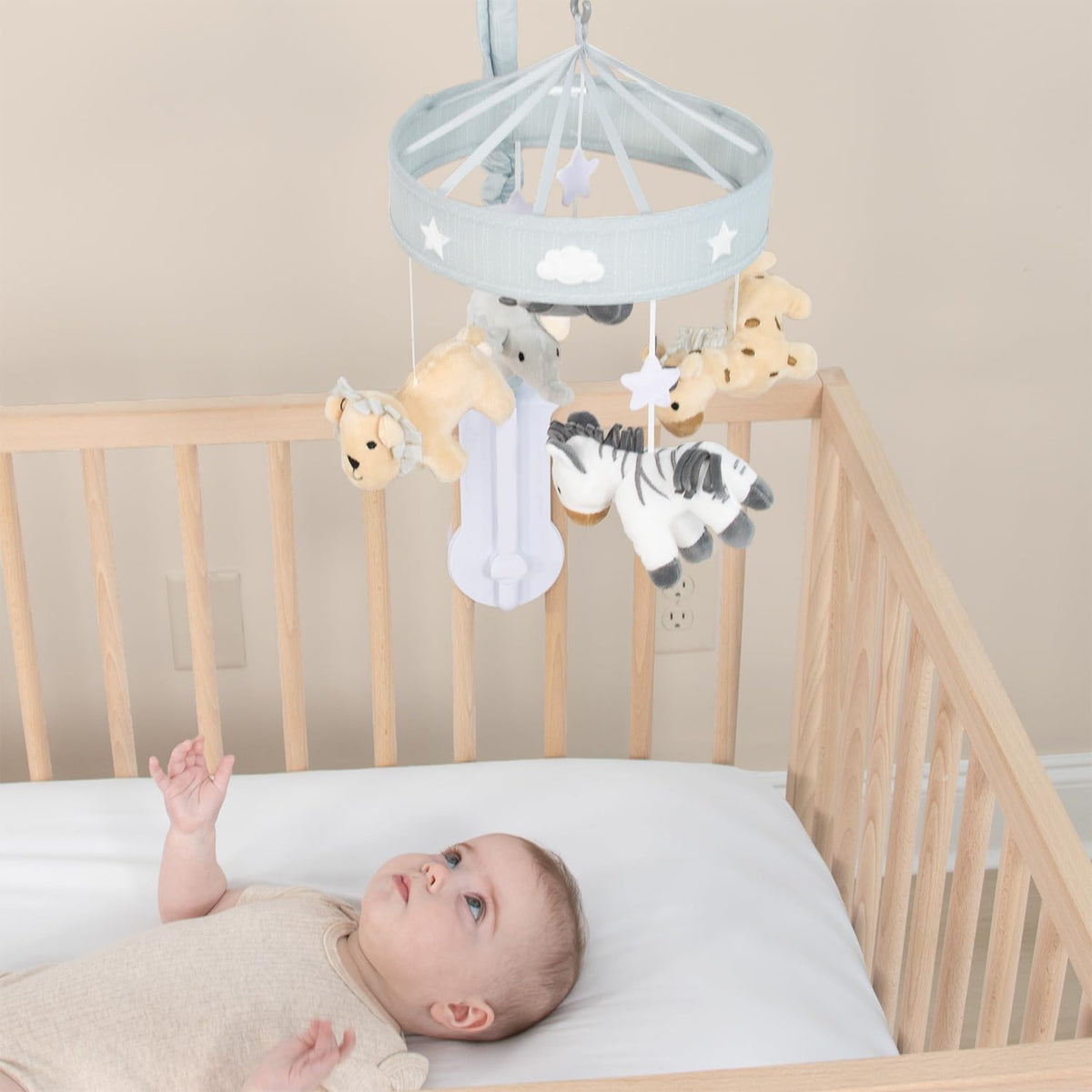 The Peanutshell Crib Mobile for Boys or Girls - Grey Musical Baby Crib Mobile with 12 Lullabies