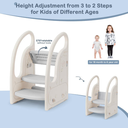 Toddler 3 Step Stool Onasti Kids Standing Tower for Toddlers Plastic Learning Helper Stool for