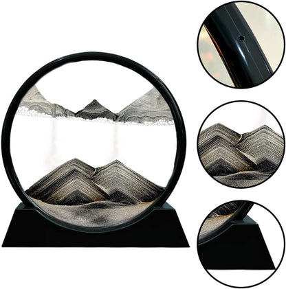 Aoderun Moving Sand Art Picture Round Glass 3D Deep Sea Sandscape in Motion Display Flowing Sand